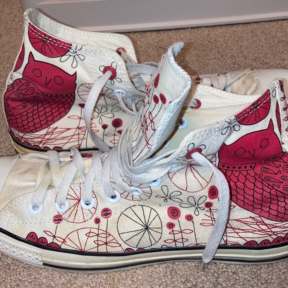 Converse Rare Red Owls and Flowers